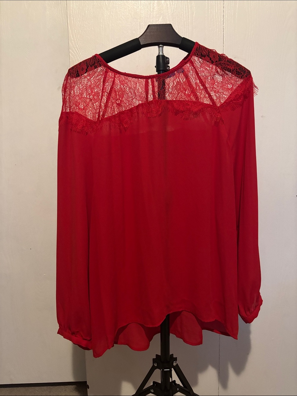 Never worn Apt. 9 Red Lace Yoke Long-Sleeve Blouse